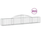 VidaXL Schanskorven 15 st gewelfd 300x30x40 60 cm gegalvaniseerd ijzer