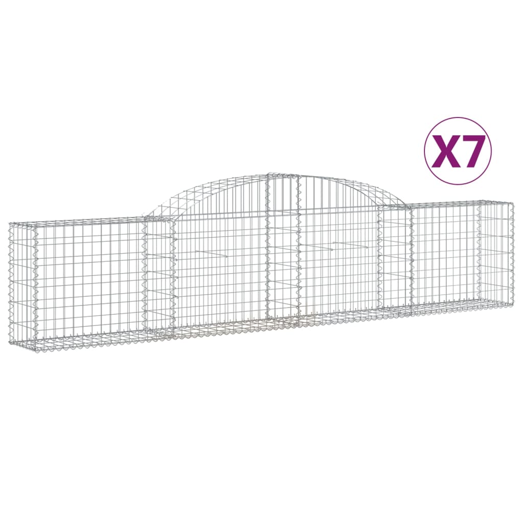 VidaXL Schanskorven 7 st gewelfd 300x30x60 80 cm gegalvaniseerd ijzer