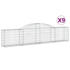 VidaXL Schanskorven 9 st gewelfd 300x30x60 80 cm gegalvaniseerd ijzer