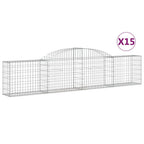 VidaXL Schanskorven 15 st gewelfd 300x30x60 80 cm gegalvaniseerd ijzer
