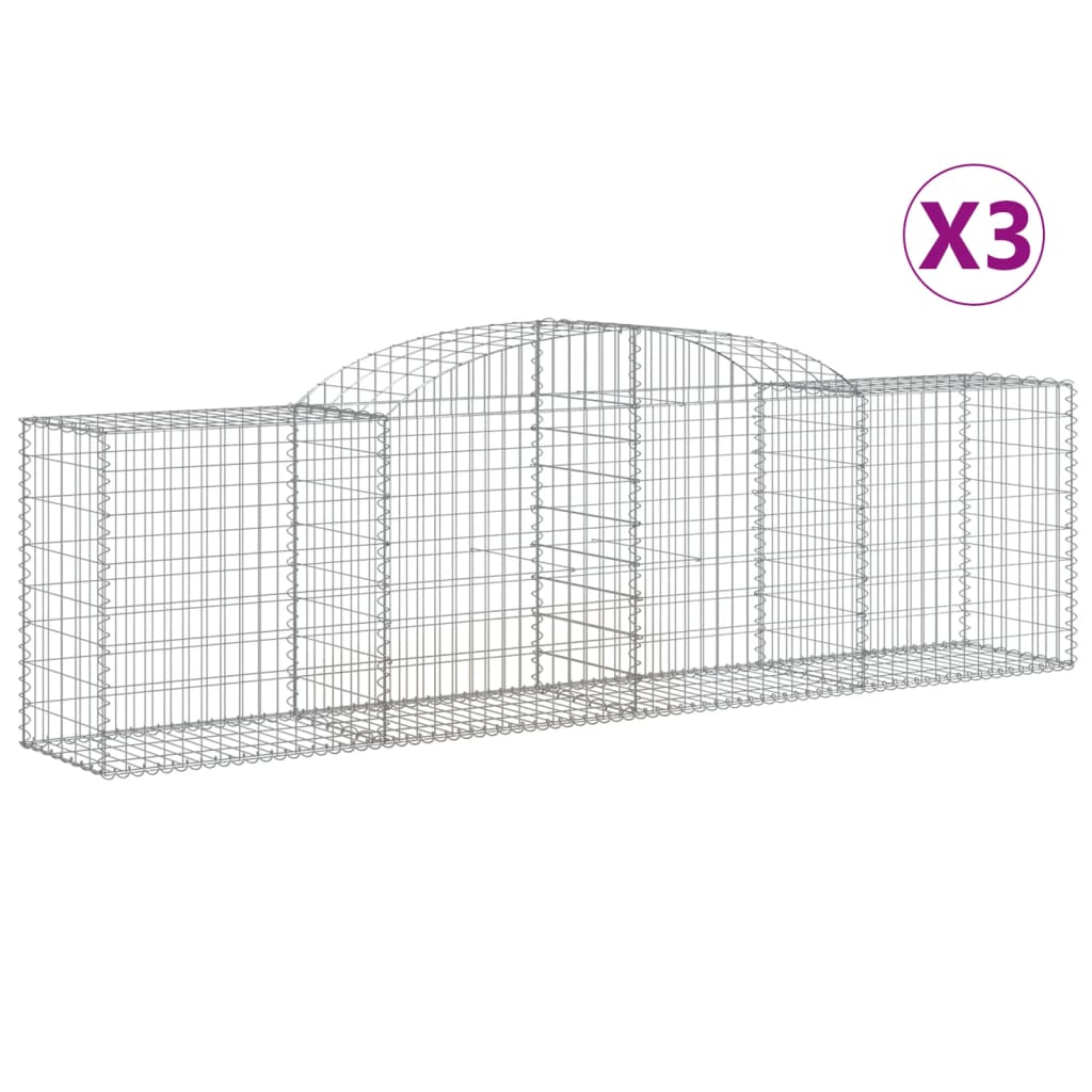 VidaXL Schanskorven 3 st gewelfd 300x50x80 100 cm gegalvaniseerd ijzer