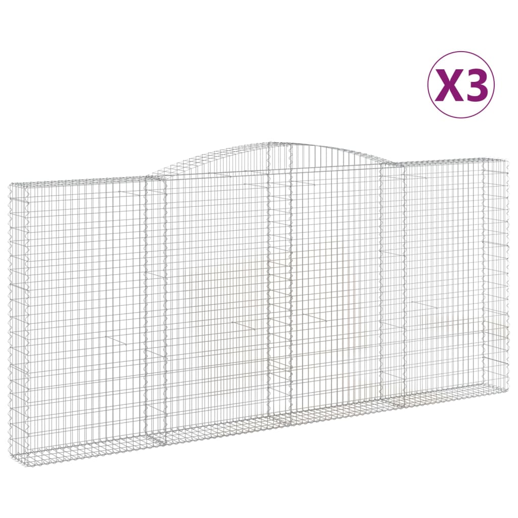 VidaXL Schanskorven 3 st gewelfd 400x30x180 200 cm ijzer