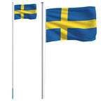 Vidaxl vlag met vlaggenmast zweden 6,08 m aluminium
