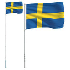 Vidaxl vlag met vlaggenmast zweden 5,5 m aluminium