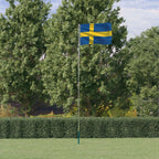 Vidaxl vlag met vlaggenmast zweden 5,5 m aluminium
