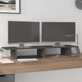 Vidaxl monitorstandaard 100x27x15 cm massief grenenhout grijs