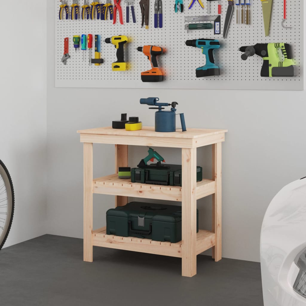 Vidaxl werkbank 78,5x50x80 cm massief grenenhout