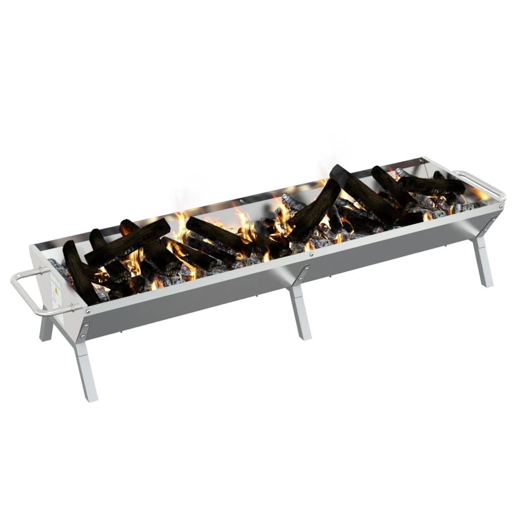 Vidaxl barbecueplaat 158x42x31 cm roestvrij staal zilverkleurig