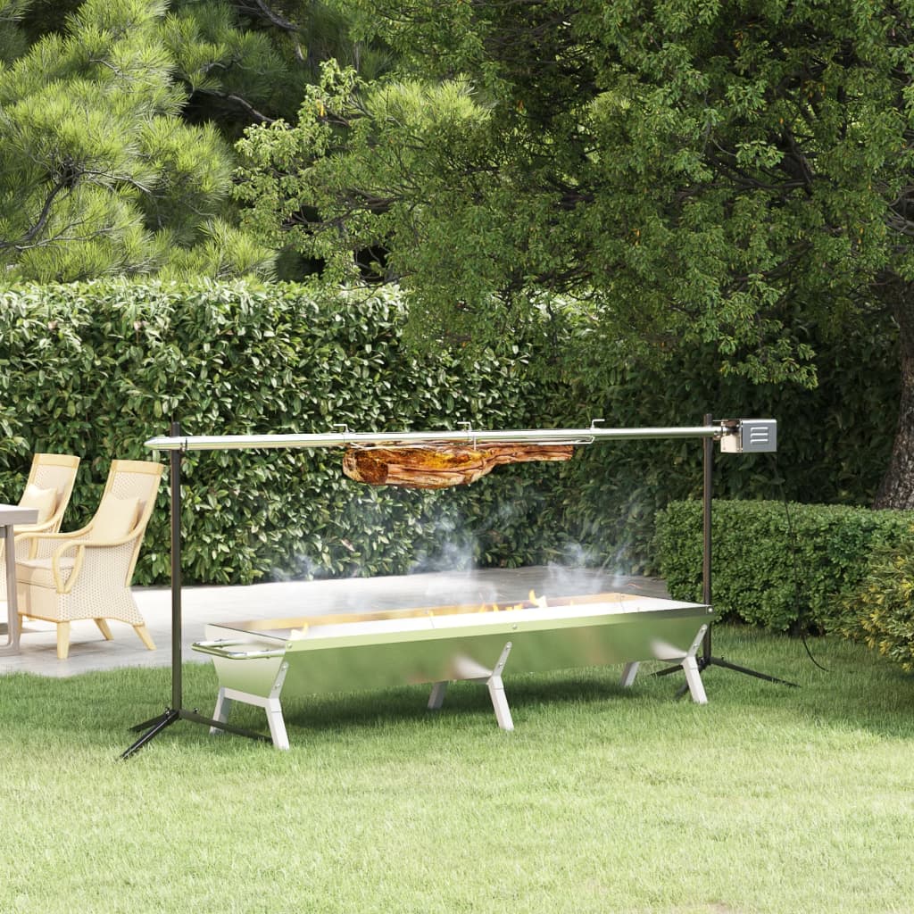 Vidaxl barbecueplaat 158x42x31 cm roestvrij staal zilverkleurig