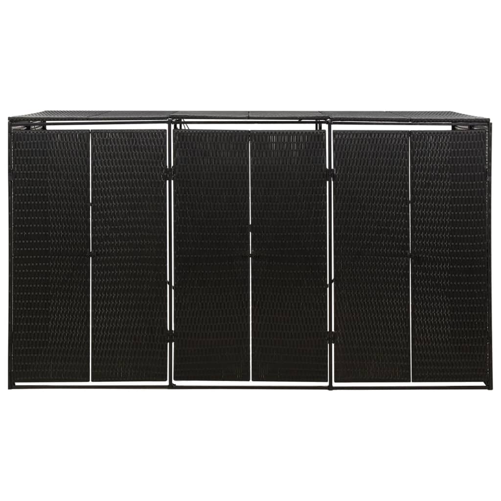 Vidaxl containerberging driedubbel 207x80x117 cm poly rattan zwart