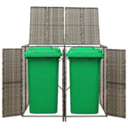 Vidaxl containerberging dubbel 140x80x117 cm poly rattan grijs