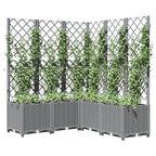 Vidaxl plantenbak met latwerk 120x120x136 cm polypropeen lichtgrijs