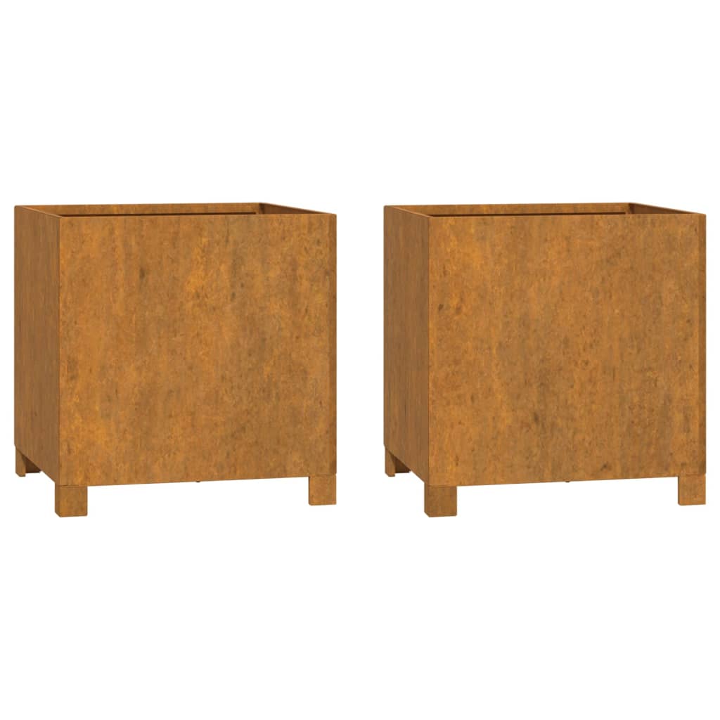 Vidaxl plantenbakken met poten 2 st roestig 40x40x40 cm cortenstaal