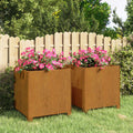 Vidaxl plantenbakken met poten 2 st roestig 40x40x40 cm cortenstaal