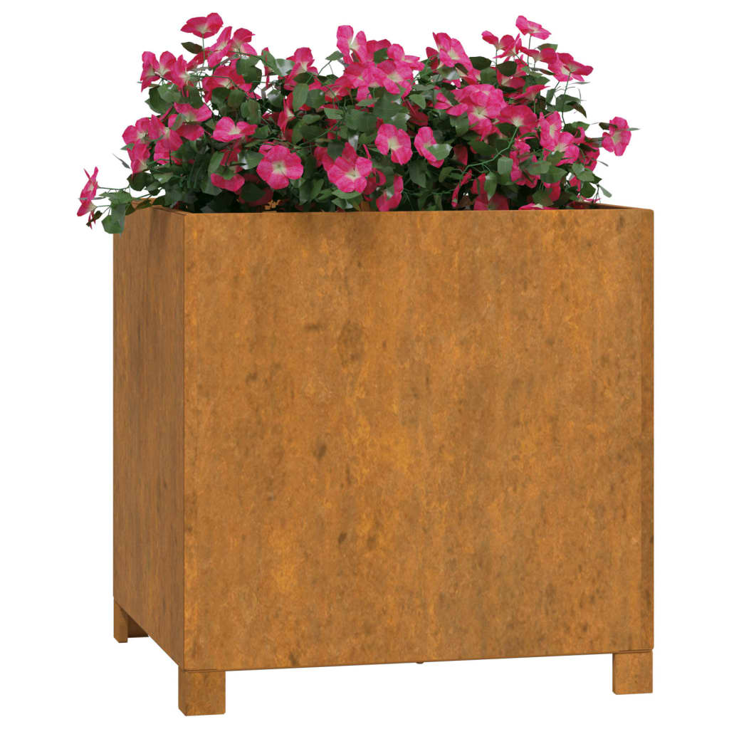Vidaxl plantenbak met poten roestig 50x50x50 cm cortenstaal
