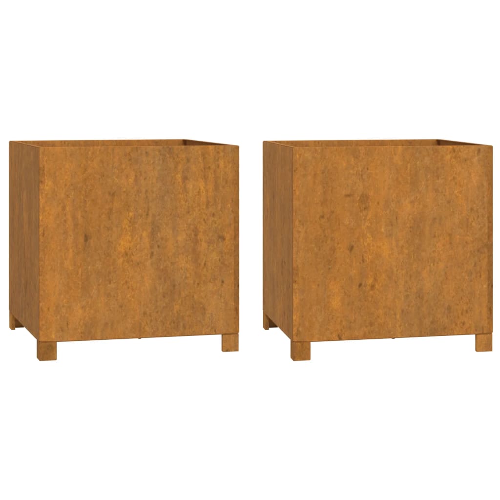 Vidaxl plantenbakken met poten 2 st roestig 50x50x50 cm cortenstaal
