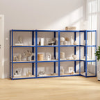 VidaXL Opbergrek 4-laags 4 st staal bewerkt hout blauw