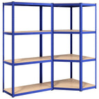 VidaXL Opbergrek 4-laags 2 st staal bewerkt hout blauw