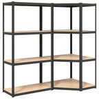 VidaXL Opbergrek 4-laags 2 st staal bewerkt hout antracietkleurig
