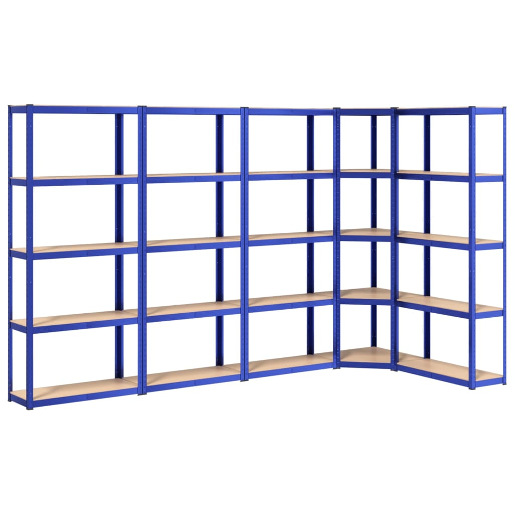 VidaXL Opbergrek 5-laags 5 st staal bewerkt hout blauw