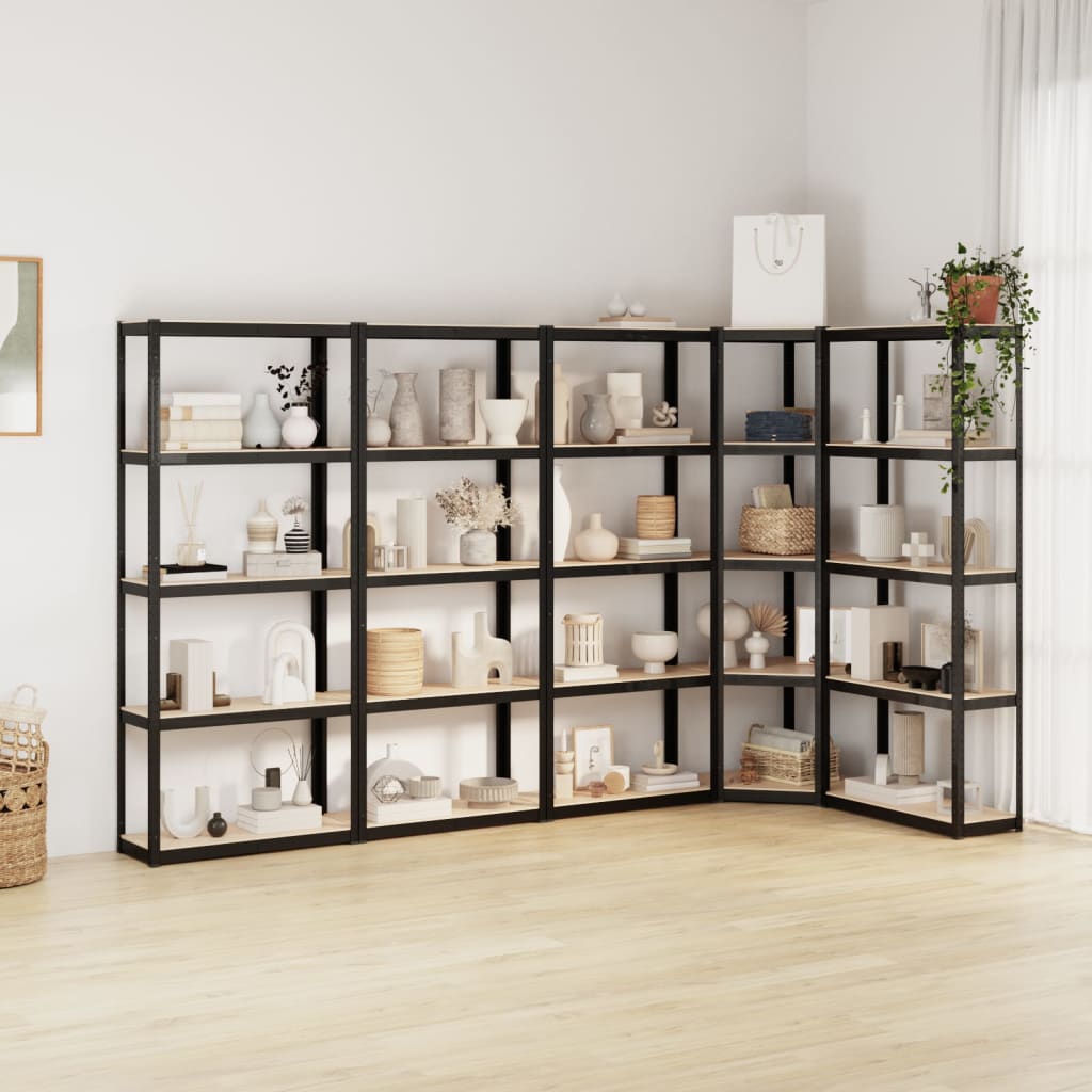 VidaXL Opbergrek 5-laags 5 st staal bewerkt hout antracietkleurig
