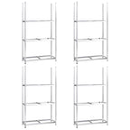 VidaXL Bandenrekken 3-laags 4 st 110x40x200 cm staal zilverkleurig