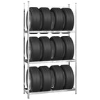 VidaXL Bandenrekken 3-laags 4 st 110x40x200 cm staal zilverkleurig