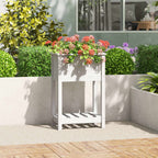 Vidaxl plantenbak met schap 54x34,5x81 cm massief grenenhout wit