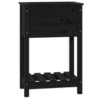 VidaXL Plantenbak met schap 54x34,5x81 cm massief grenenhout zwart