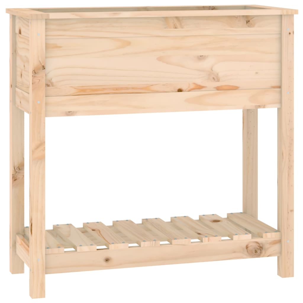 VidaXL Plantenbak met schap 82,5x34,5x81 cm massief grenenhout