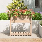 VidaXL Plantenbak met schap 82,5x34,5x81 cm massief grenenhout