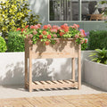 VidaXL Plantenbak met schap 82,5x34,5x81 cm massief grenenhout
