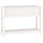 Vidaxl plantenbak met schap 111,5x34,5x81 cm massief grenenhout wit