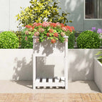Vidaxl plantenbak met schap 54x54x81 cm massief grenenhout wit