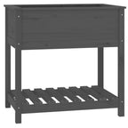 Vidaxl plantenbak met schap 82,5x54x81 cm massief grenenhout grijs