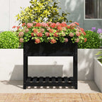Vidaxl plantenbak met schap 82,5x54x81 cm massief grenenhout zwart