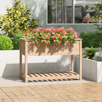 Vidaxl plantenbak met schap 111,5x54x81 cm massief grenenhout
