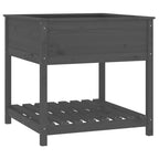 Vidaxl plantenbak met schap 82,5x82,5x81 cm massief grenenhout grijs
