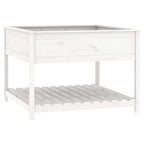 Vidaxl plantenbak met schap 111,5x111,5x81 cm massief grenenhout wit