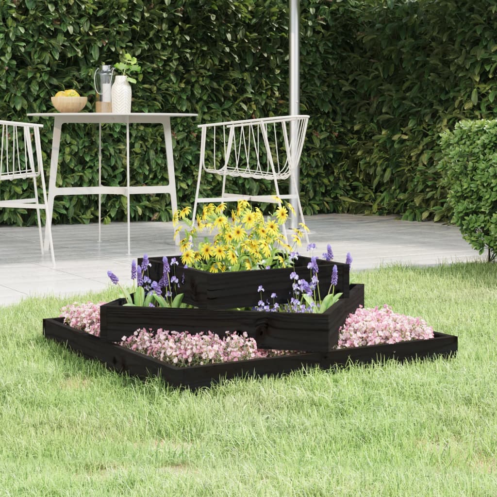 VidaXL Plantenbak 83x83x27 cm massief grenenhout zwart