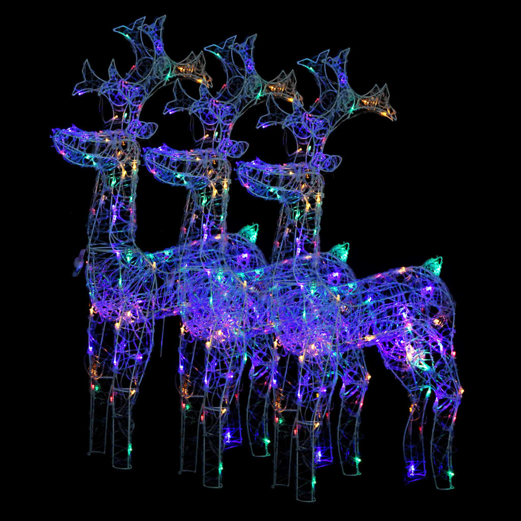 VidaXL Kerstversiering rendier 3 st 60x16x100 cm acryl