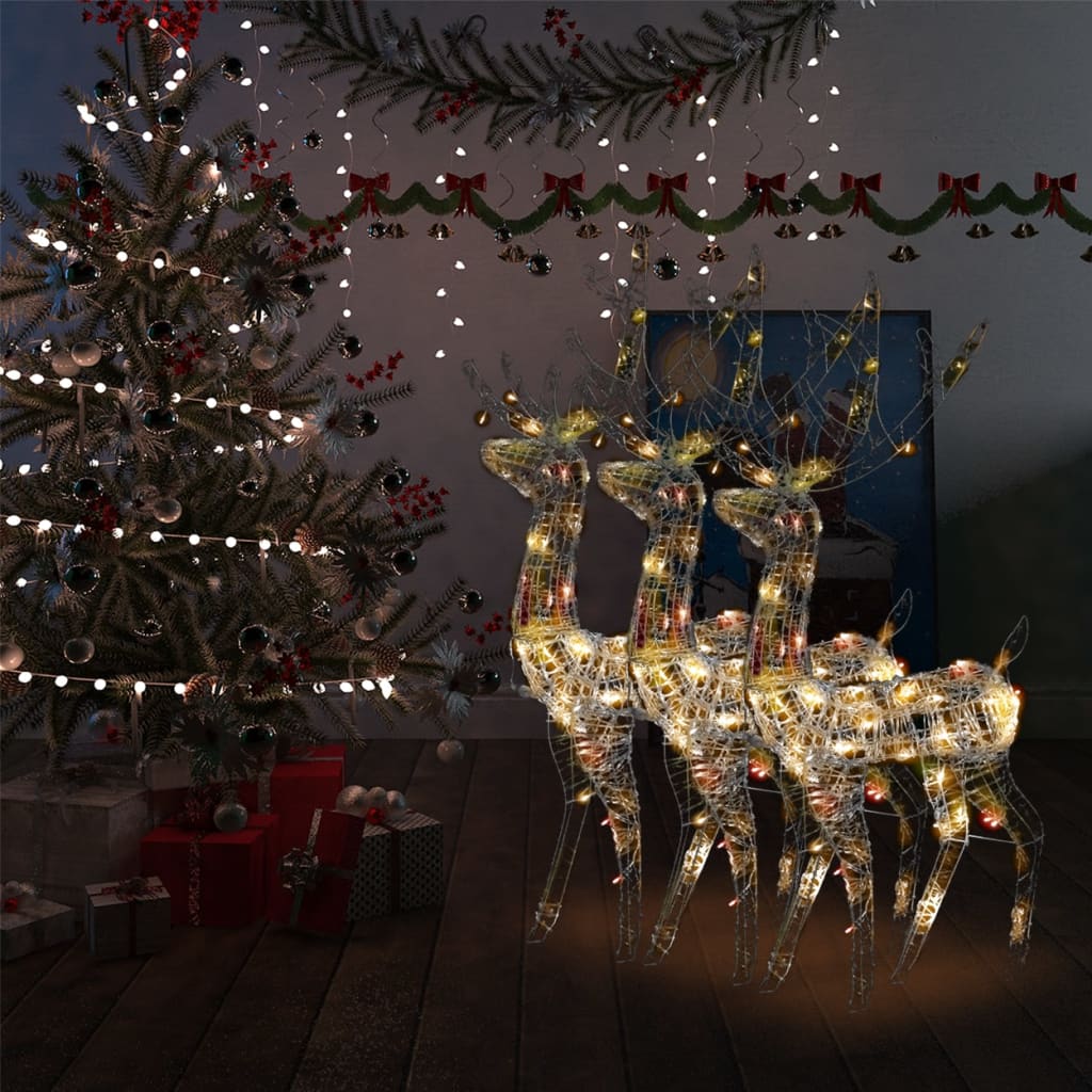 VidaXL Kerstversiering rendier 3 st meerkleurig 120 cm acryl
