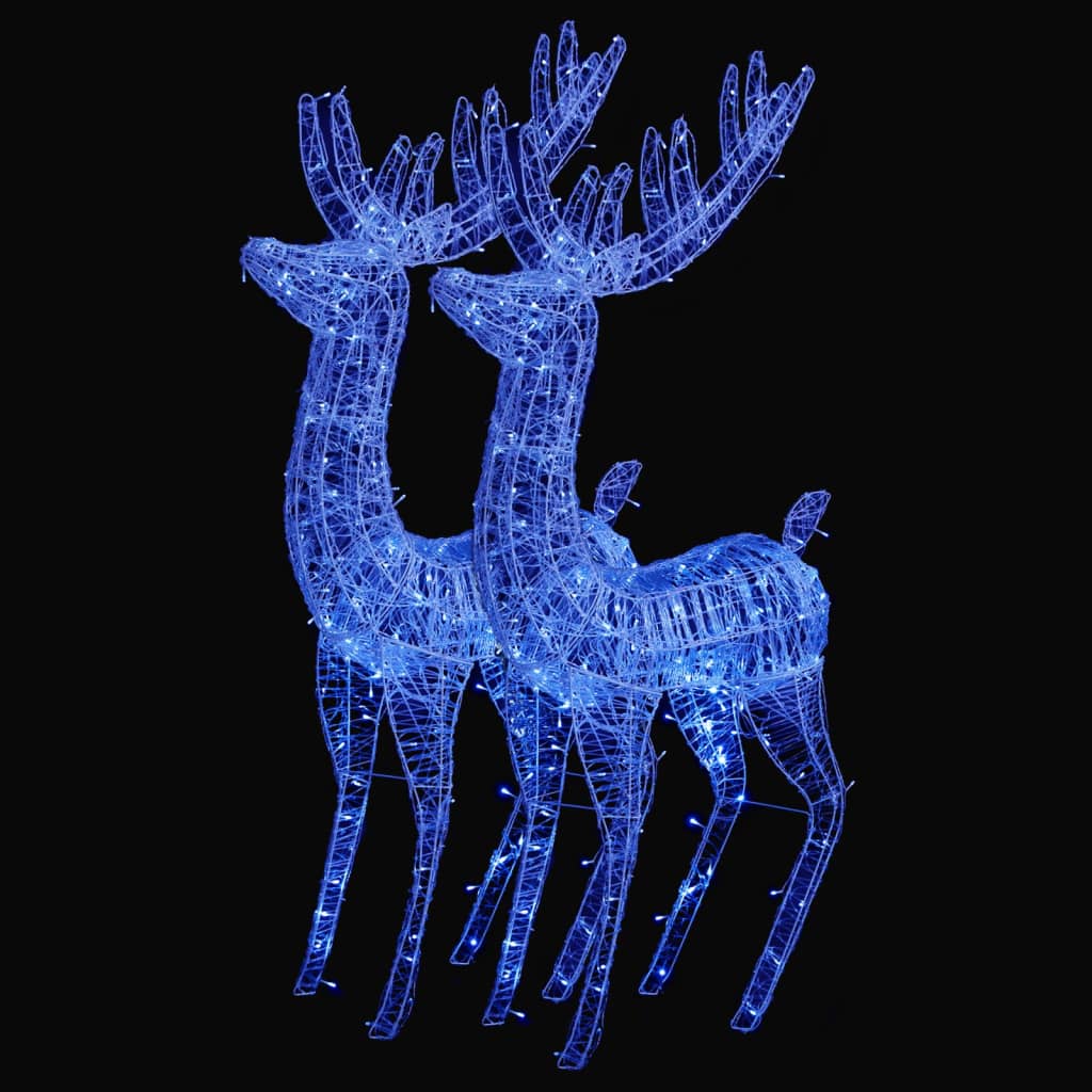 VidaXL Kerstdecoratie rendier XXL 2 st 250 LED's blauw 180 cm acryl