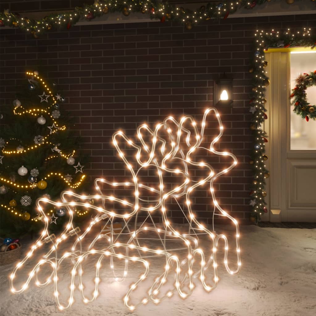 VidaXL Kerstfiguur rendier met LED's 3 st 57x55x4,5 cm warmwit