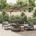 Vidaxl zweefparasol met dubbele bovenkant 400x300 cm taupe