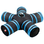 Vidaxl kattentunnel 5-voudig 25 cm polyester zwart en blauw