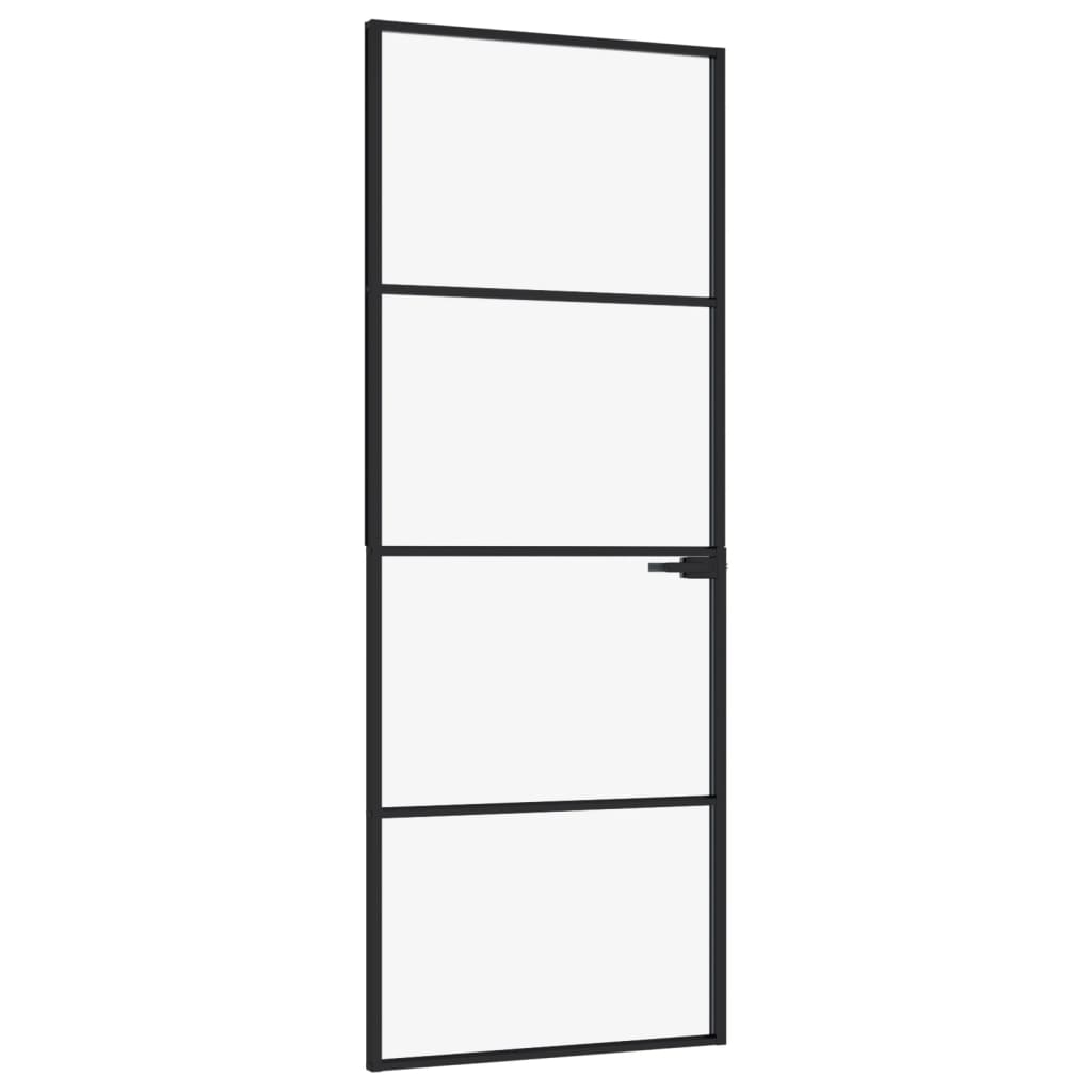 Vidaxl binnendeur 76x201,5 cm gehard glas en aluminium smal zwart