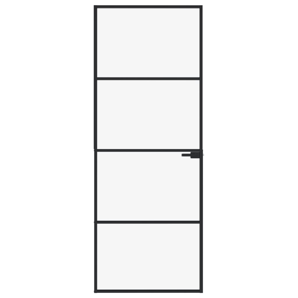 Vidaxl binnendeur 76x201,5 cm gehard glas en aluminium smal zwart