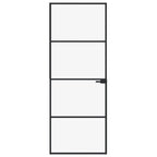Vidaxl binnendeur 76x201,5 cm gehard glas en aluminium smal zwart