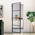 Vidaxl binnendeur 83x201,5 cm gehard glas en aluminium smal zwart